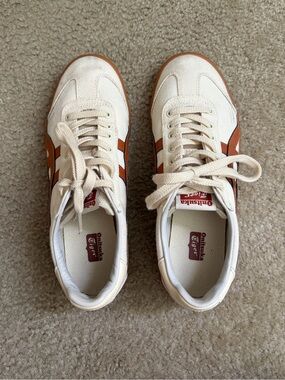 Onitsuka Tiger by Asics Cream Sneakers with Brown Stripes